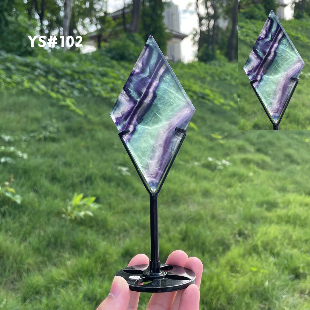 Unique,Rainbow Fluorite Diamond Slice