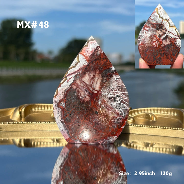 Unique, Mexican Crazy Lace Agate Teardrop