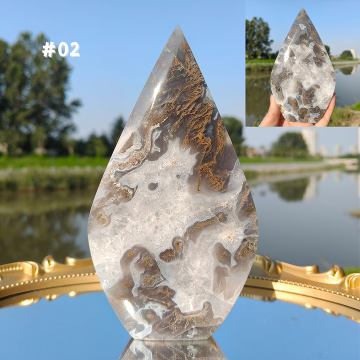 Unique,Moss Agate Teardrop