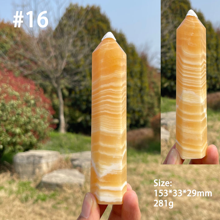 Unique,Natural Crystal Yellow Calcite Point