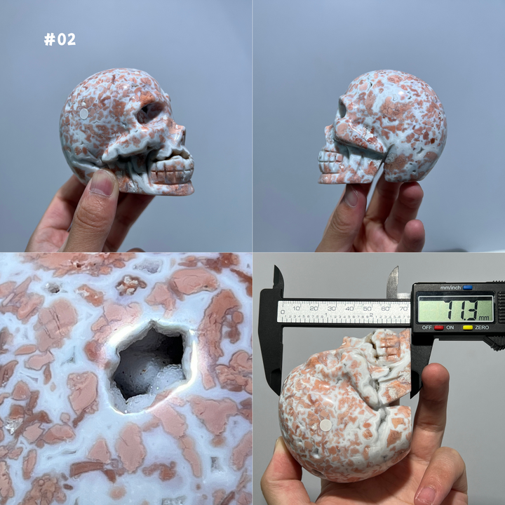 Unique, Pink Agate Skull