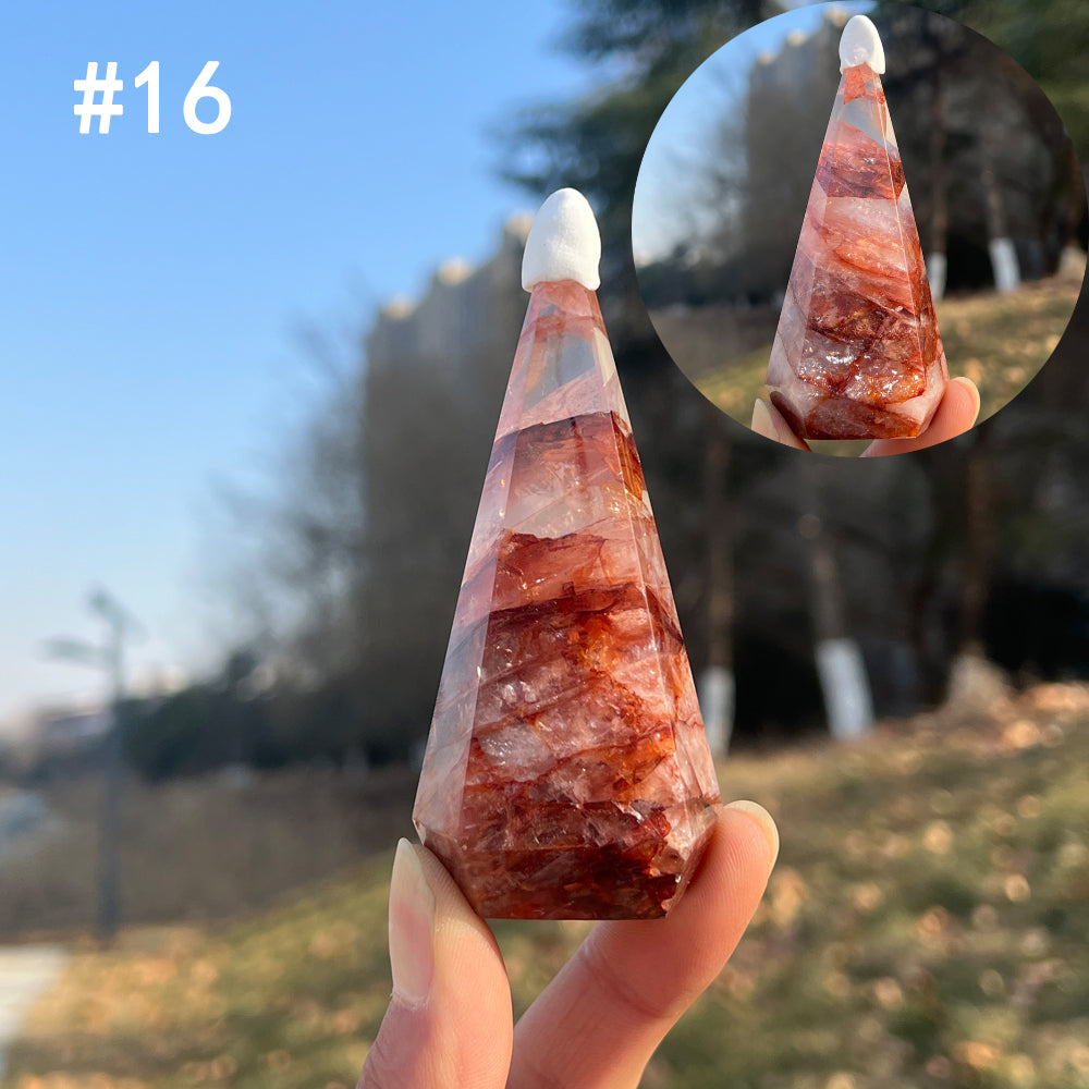Unique,Natural Crystal Fire Quartz Diamond Tower
