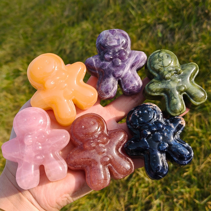 Natural Crystal Carved Gingerbread Man