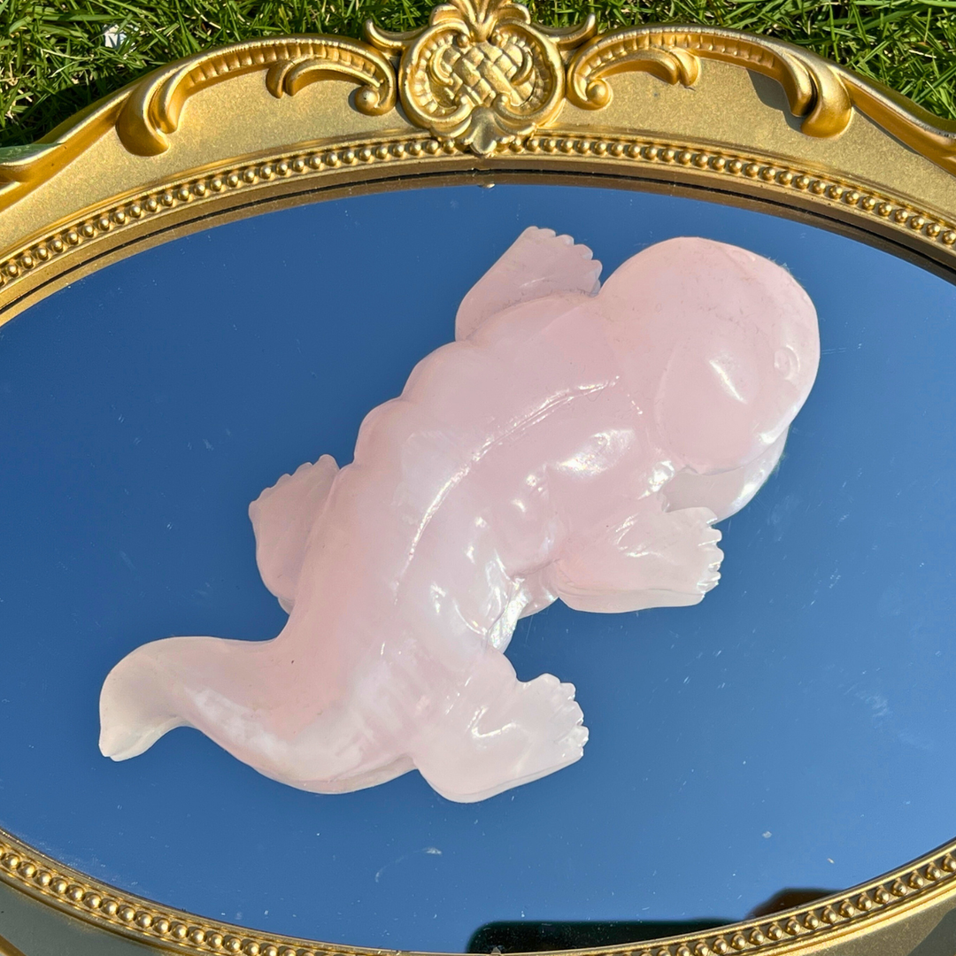 Natural Pink Calcite Axolotl