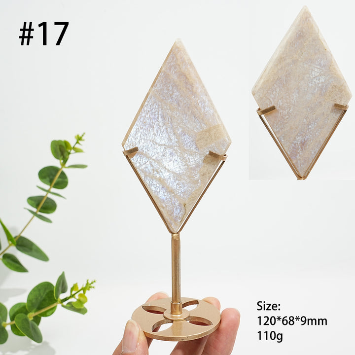 Unique,Natural Crystal Moonstone Diamond Slice