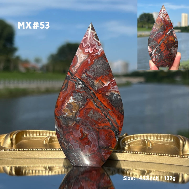 Unique, Mexican Crazy Lace Agate Teardrop