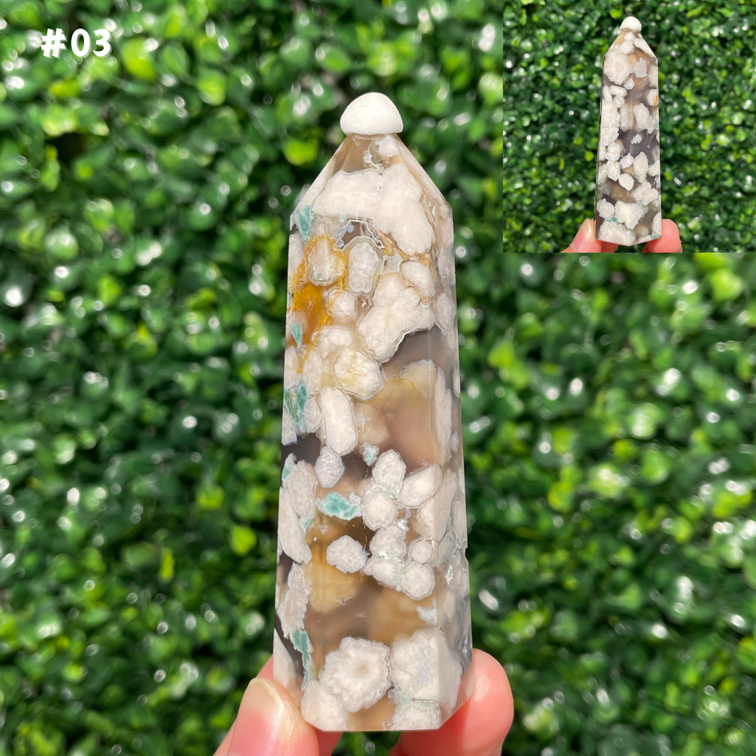 Unique,Black Flower Agate Point