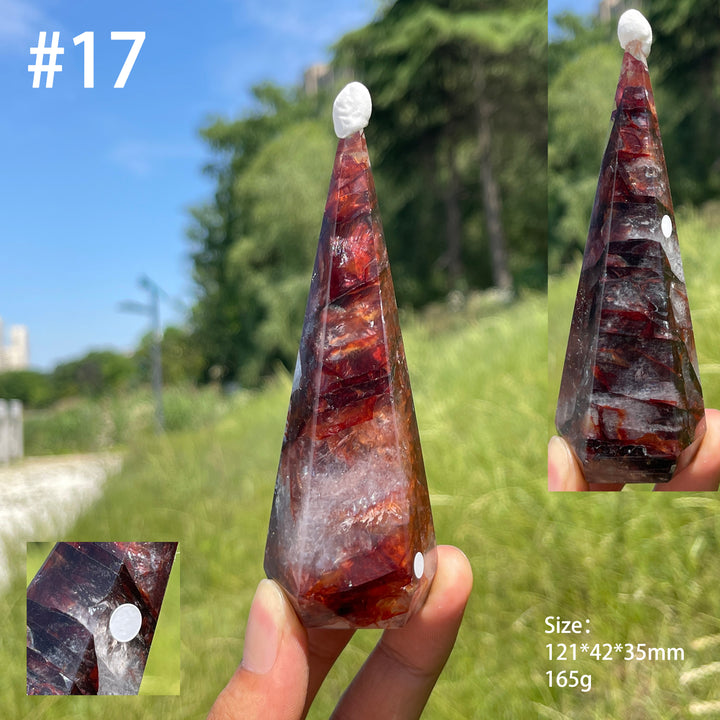 Unique,A Slightly Imperfect Natural Fire Quartz Diamond Tower