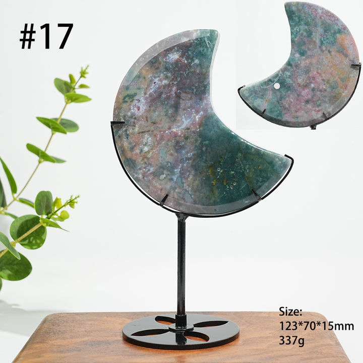 Unique,A Slightly Imperfect Natural Ocean Jasper Moon Carving