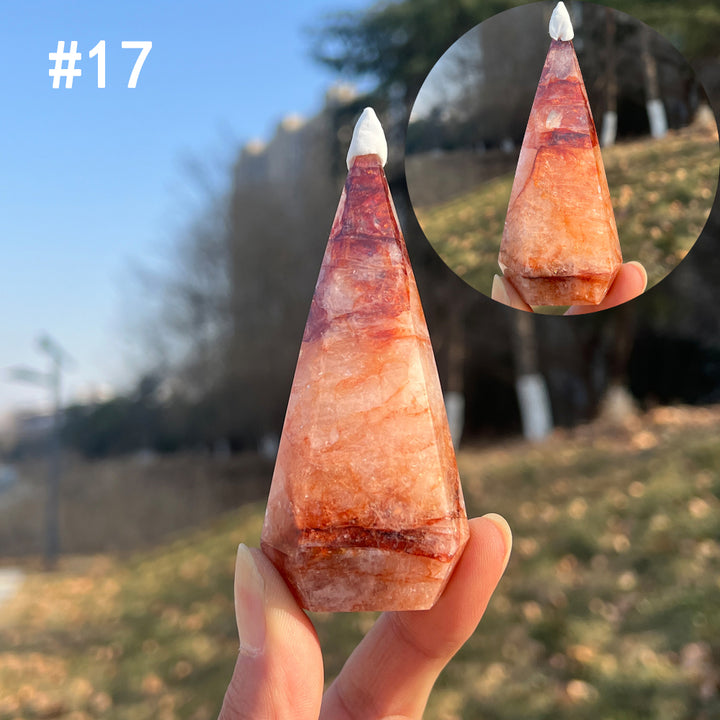 Unique,Natural Crystal Fire Quartz Diamond Tower