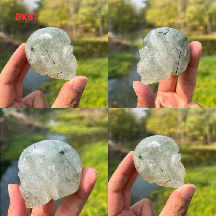 Clear Quartz With Green Actinolite Skull