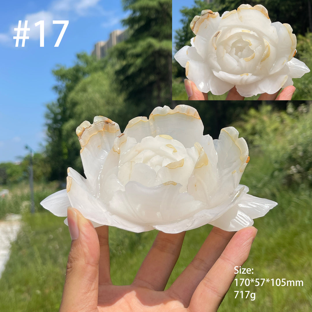Unique,Natural Crystal Afghanistan Jade Peony Carving