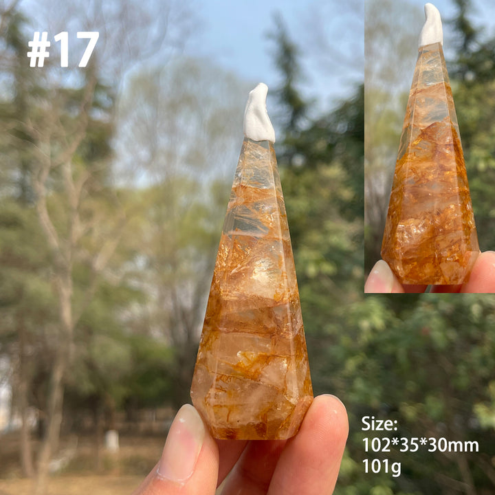 Unique,Natural Crystal Golden Healer Diamond Tower