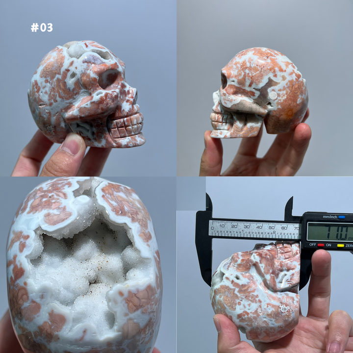 Unique, Pink Agate Skull