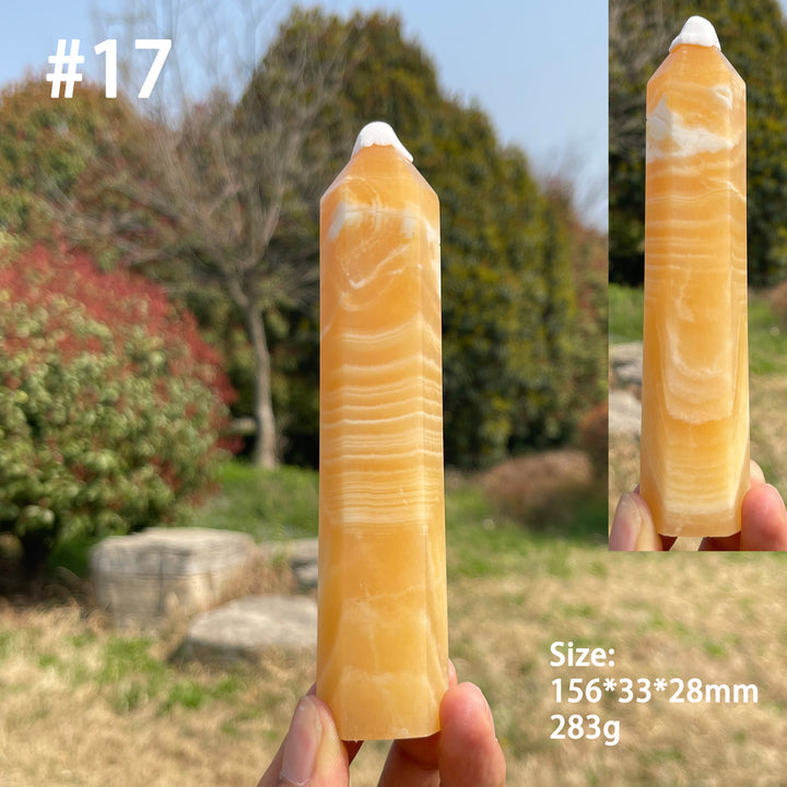 Unique,Natural Crystal Yellow Calcite Point
