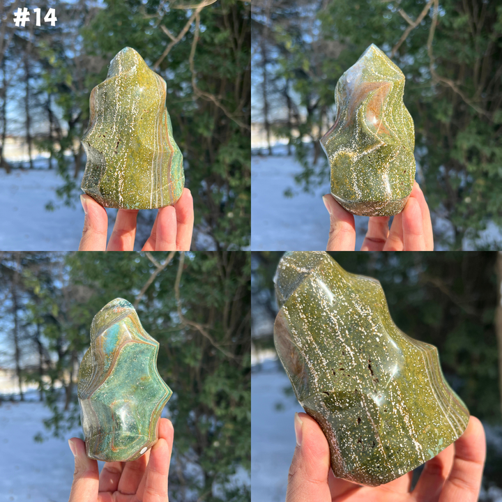 Unique,Natural Crystal Ocean Jasper Flame