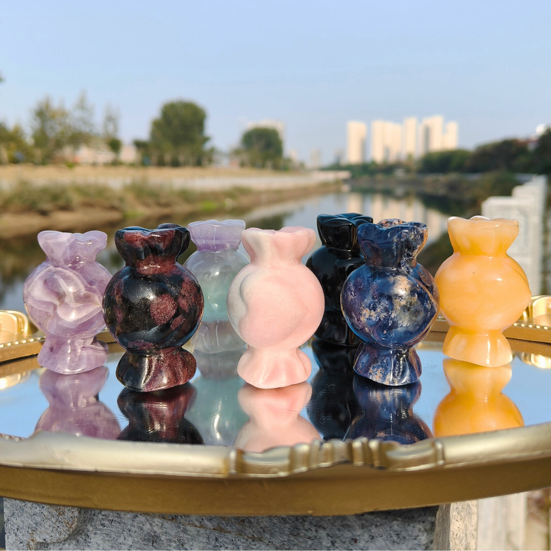 Natural Carved Crystal Heart Shaped Candies