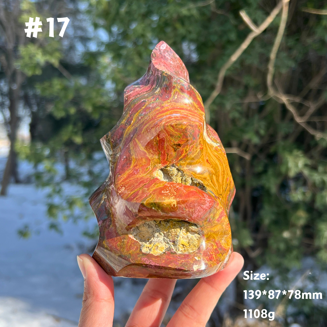 Unique,Natural Crystal Ocean Jasper Flame