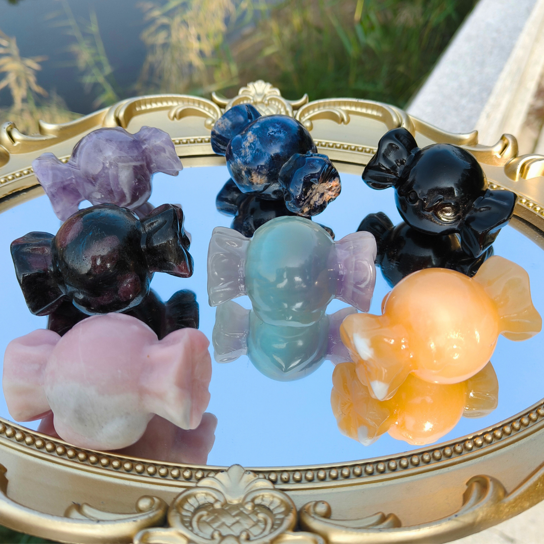 Natural Carved Crystal Heart Shaped Candies