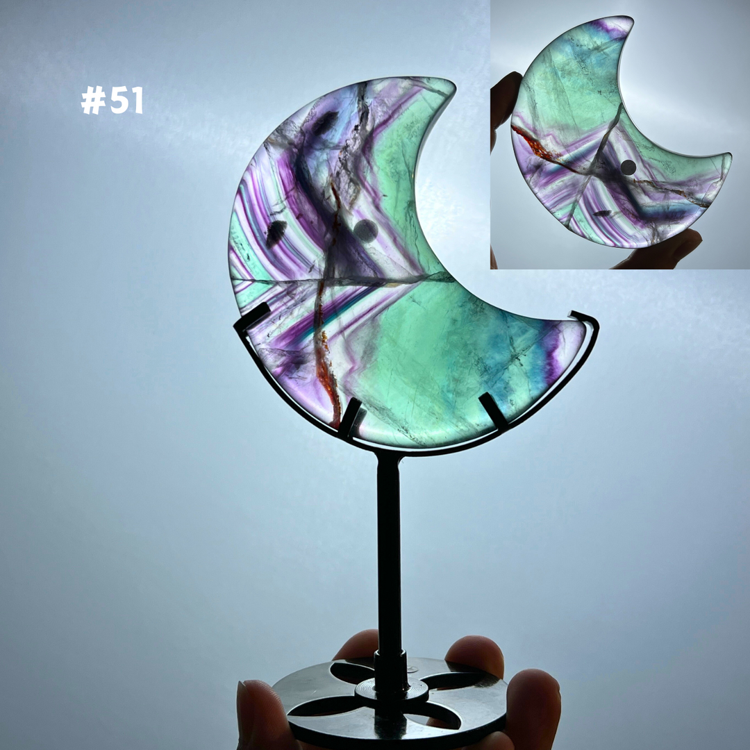 Unique,Rainbow Fluorite Moon