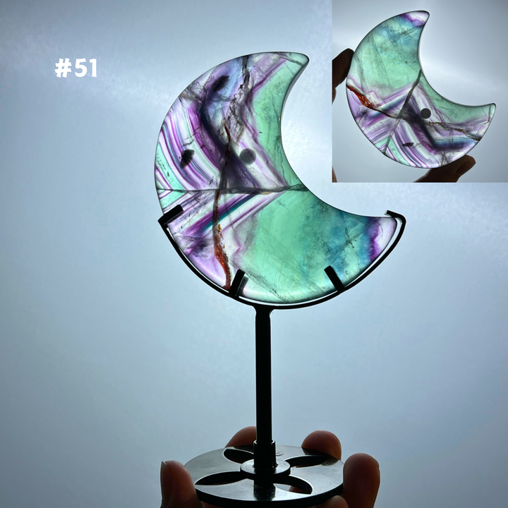 Unique,Rainbow Fluorite Moon