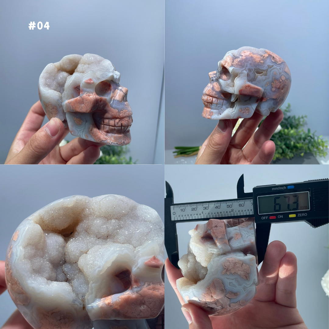 Unique, Pink Agate Skull