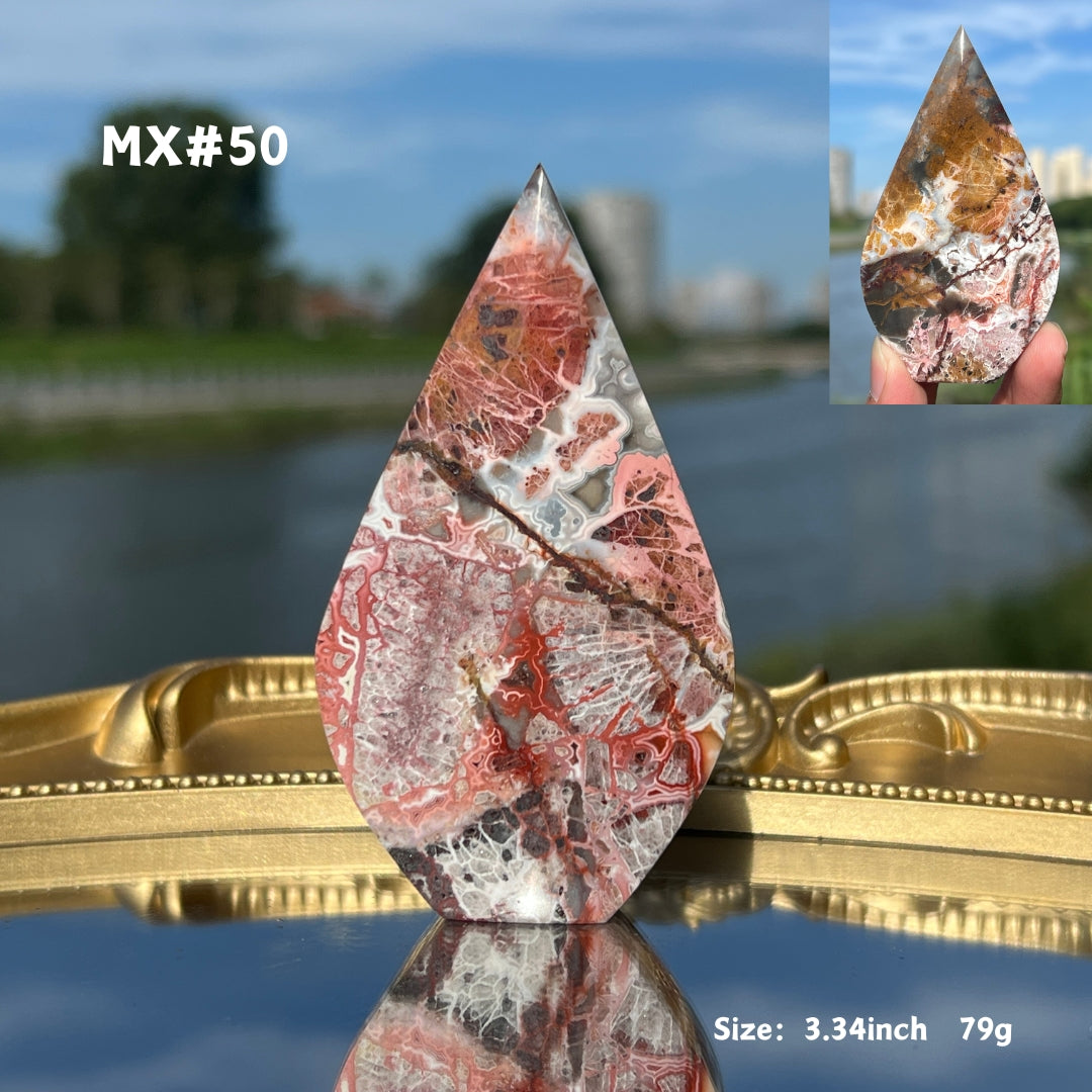 Unique, Mexican Crazy Lace Agate Teardrop