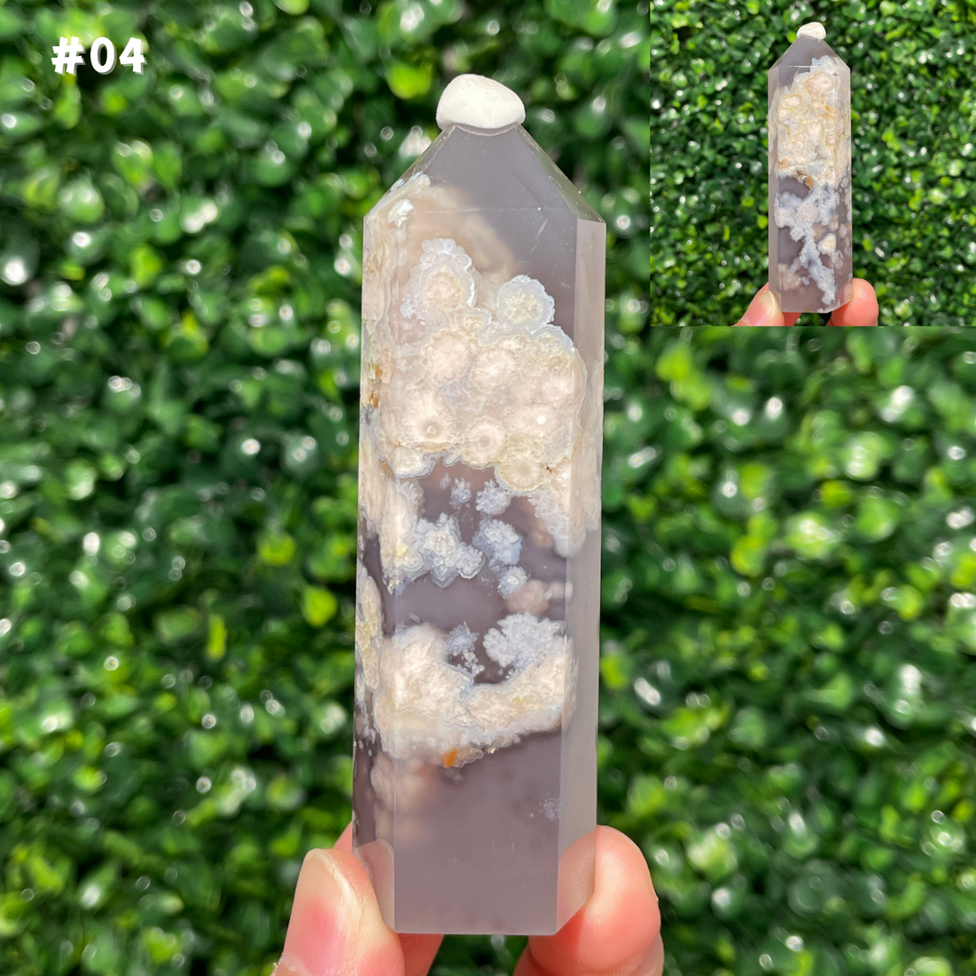 Unique,Black Flower Agate Point