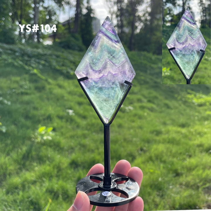 Unique,Rainbow Fluorite Diamond Slice