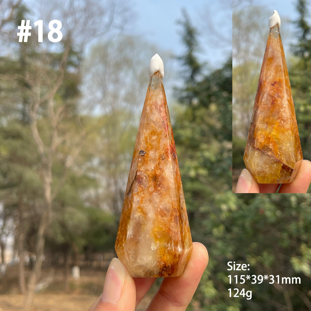 Unique,Natural Crystal Golden Healer Diamond Tower