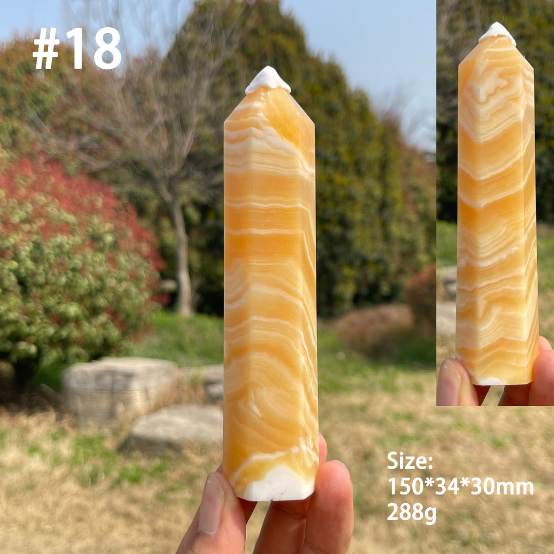 Unique,Natural Crystal Yellow Calcite Point