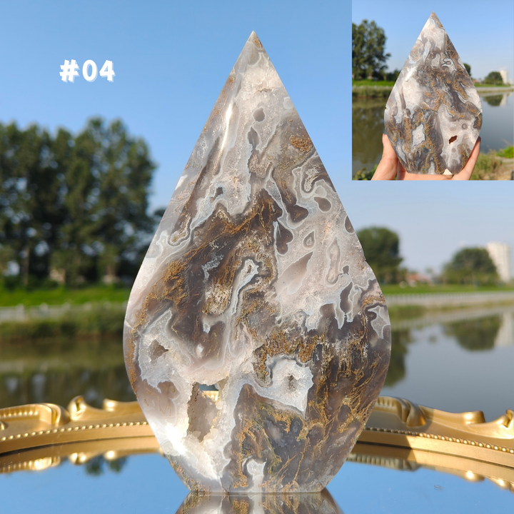 Unique,Moss Agate Teardrop