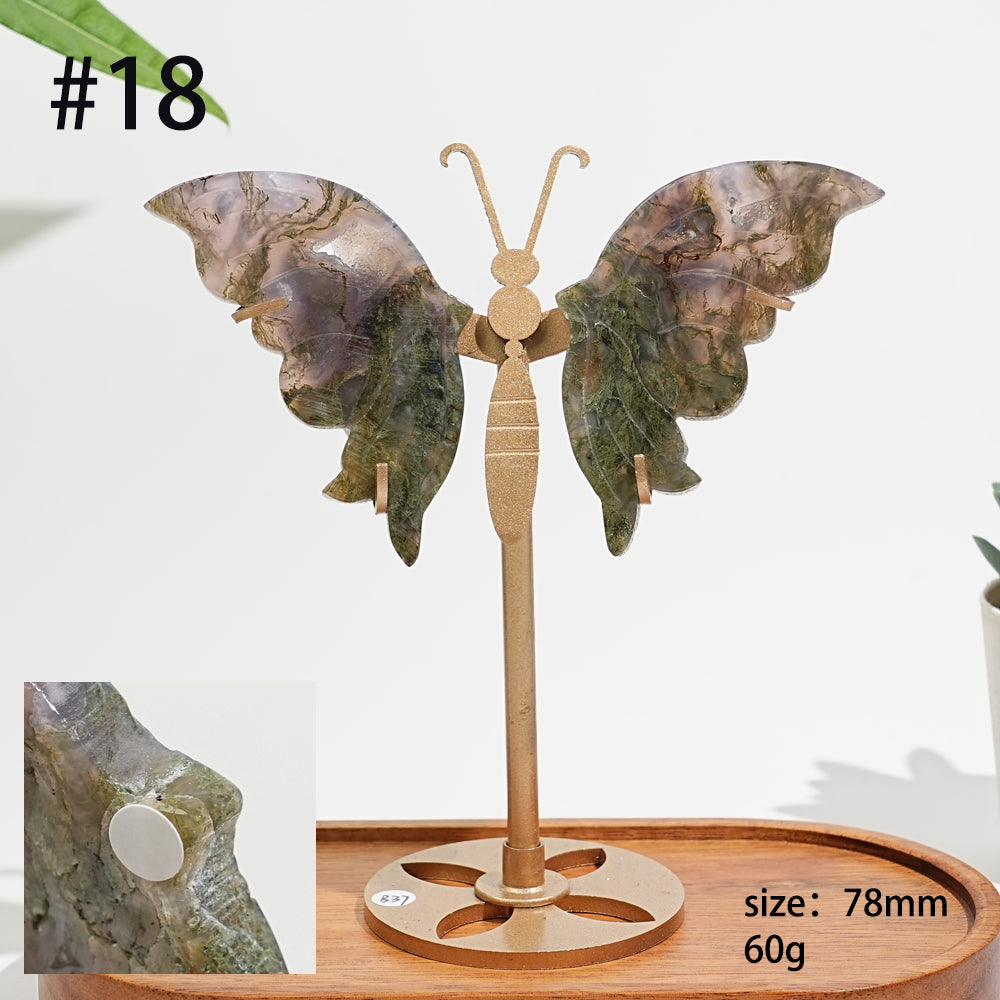 Unique,A Slightly Imperfect Natural Moss Agate Butterfly Wing Display