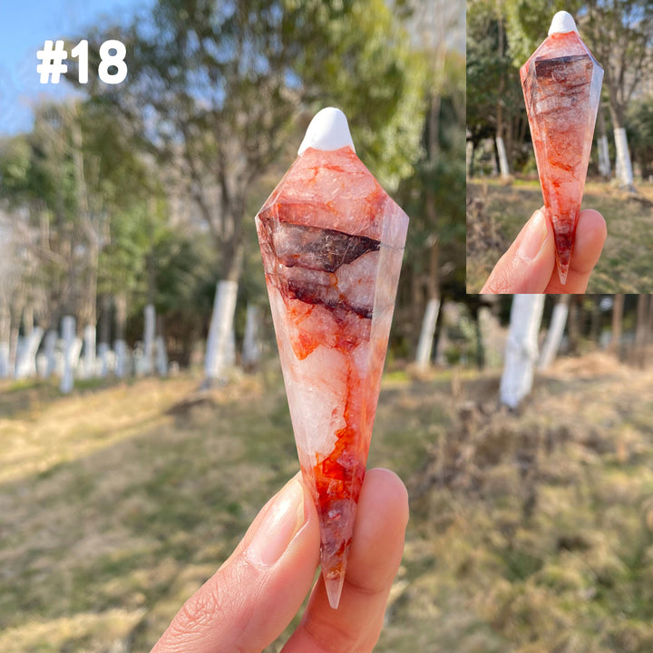 Unique,Natural Crystal Fire Quartz Wand