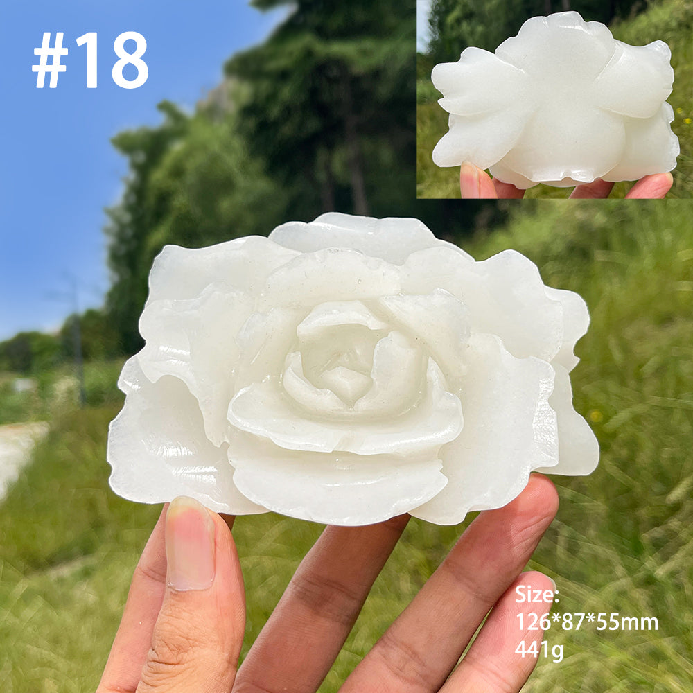 Unique,Natural Crystal Afghanistan Jade Peony Carving
