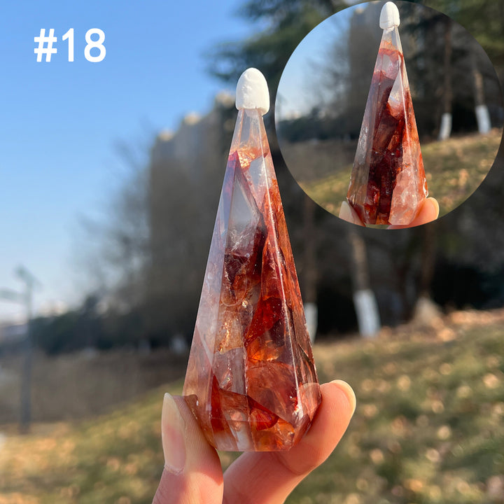 Unique,Natural Crystal Fire Quartz Diamond Tower