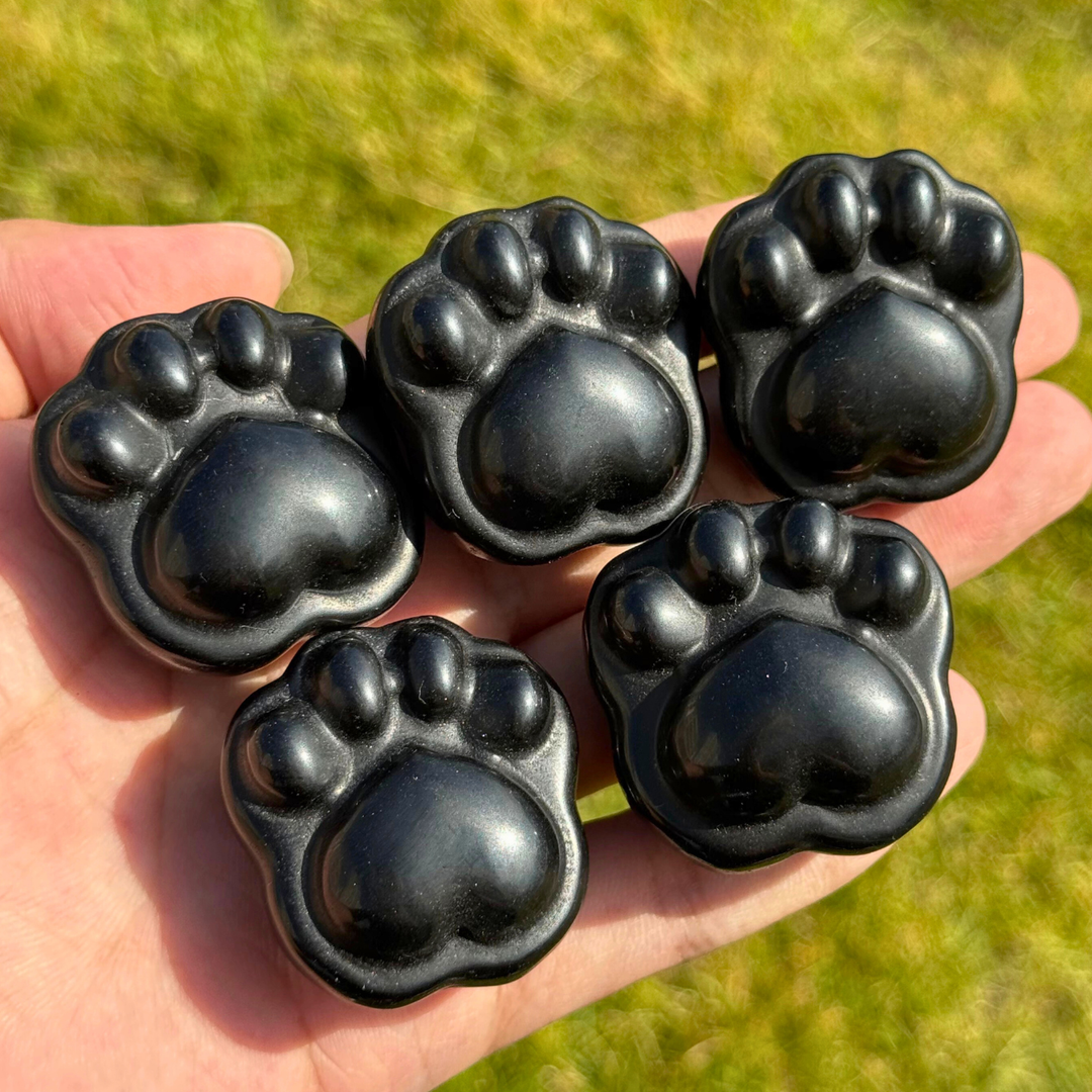 Natural Obsidian Cat Paw Sculpture