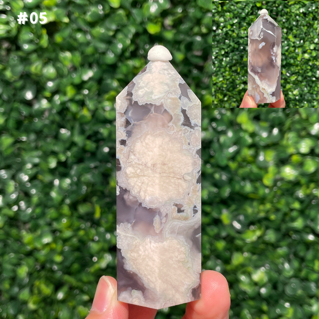 Unique,Black Flower Agate Point