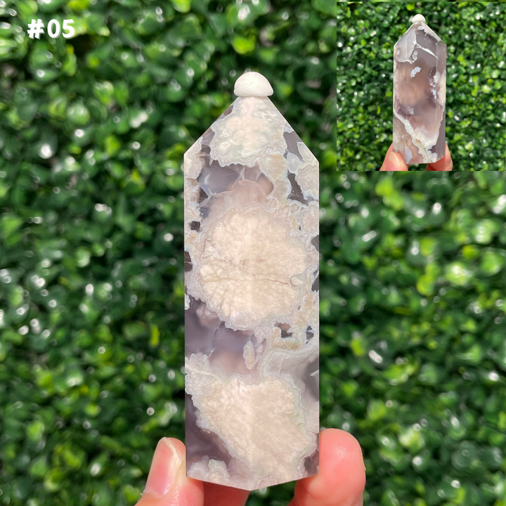 Unique,Black Flower Agate Point