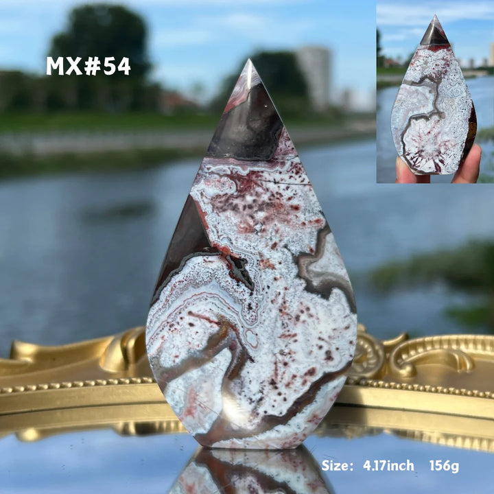 Unique, Mexican Crazy Lace Agate Teardrop