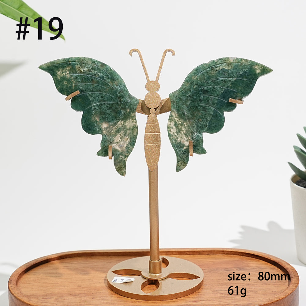 Unique,A Slightly Imperfect Natural Moss Agate Butterfly Wing Display