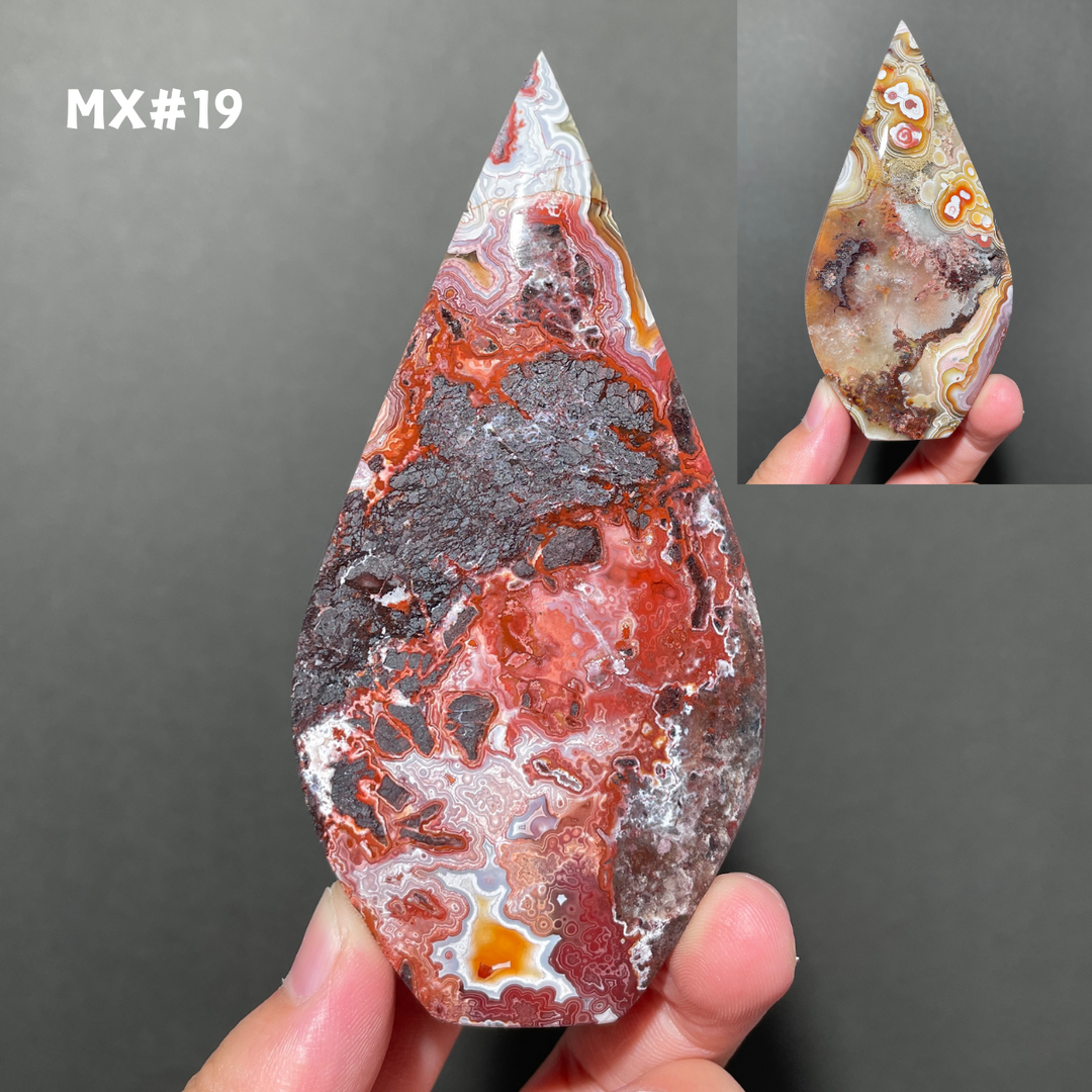 Unique, Mexican Crazy Lace Agate Teardrop