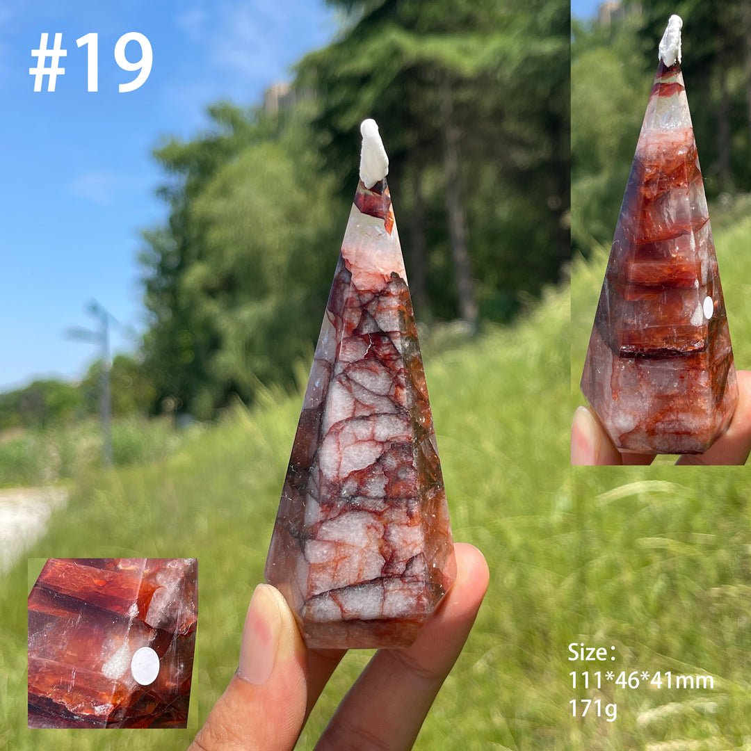 Unique,A Slightly Imperfect Natural Fire Quartz Diamond Tower