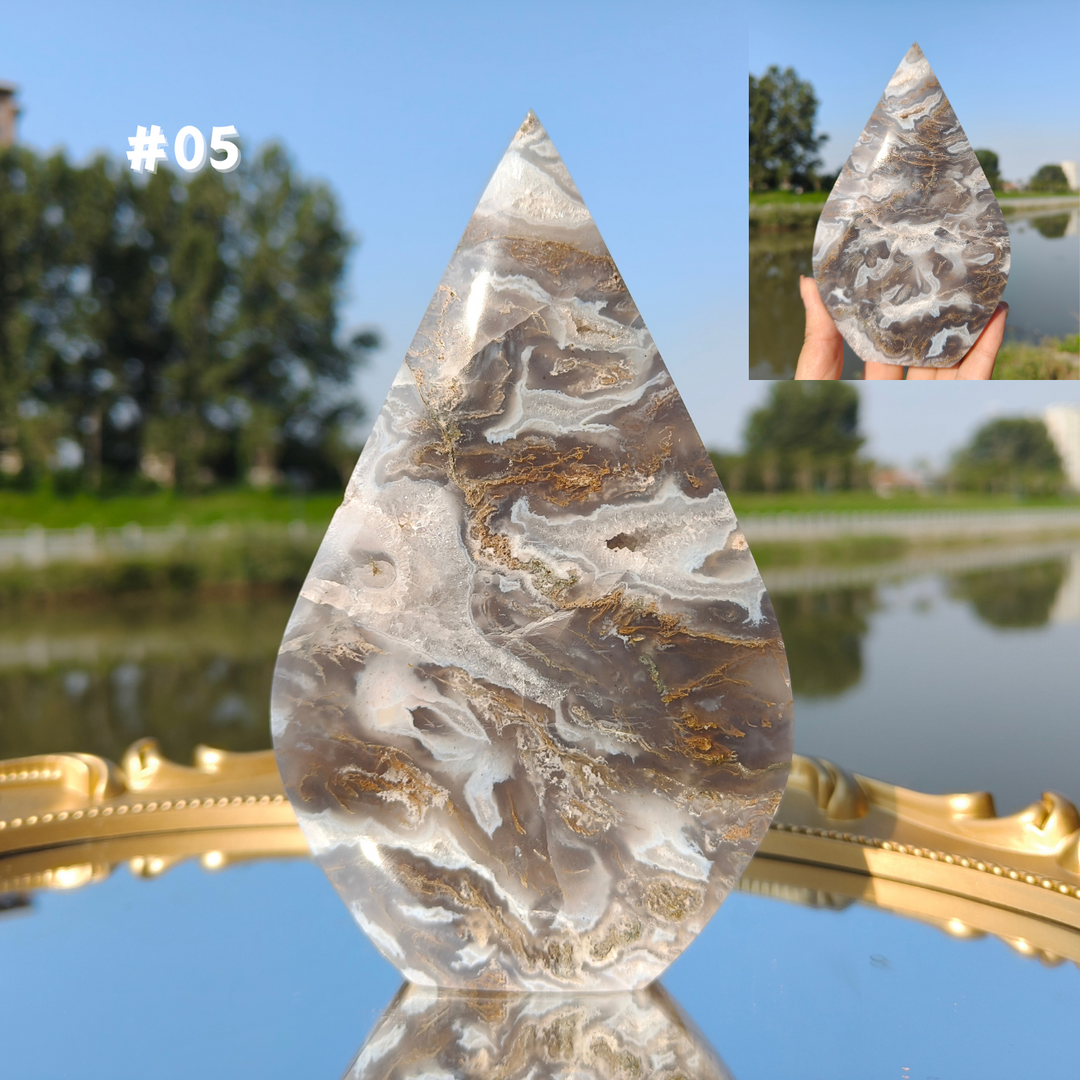 Unique,Moss Agate Teardrop