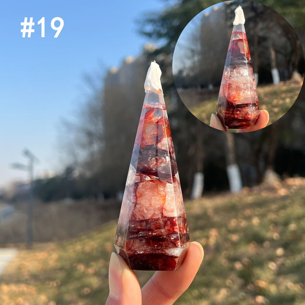 Unique,Natural Crystal Fire Quartz Diamond Tower