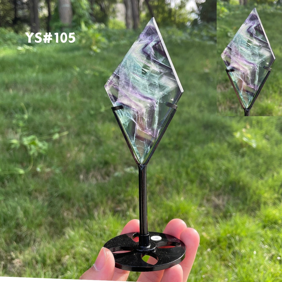 Unique,Rainbow Fluorite Diamond Slice