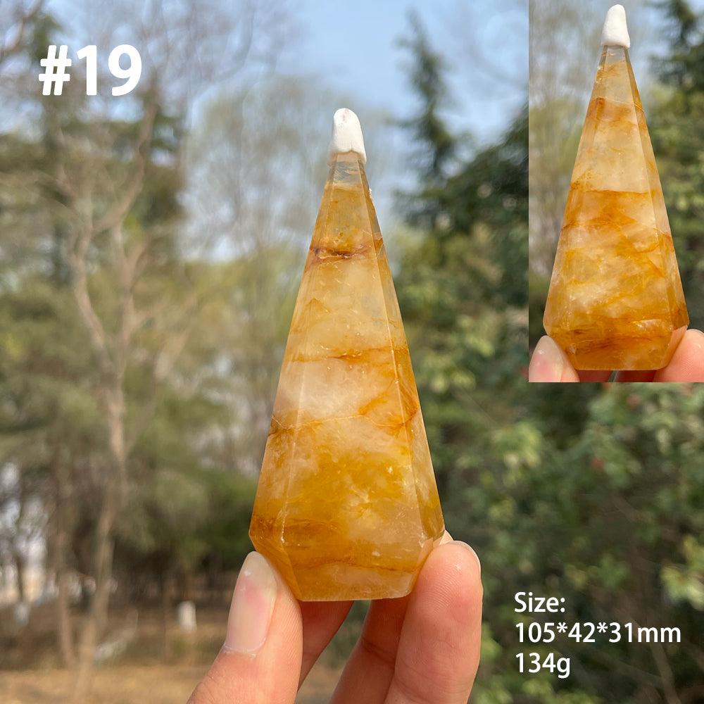 Unique,Natural Crystal Golden Healer Diamond Tower