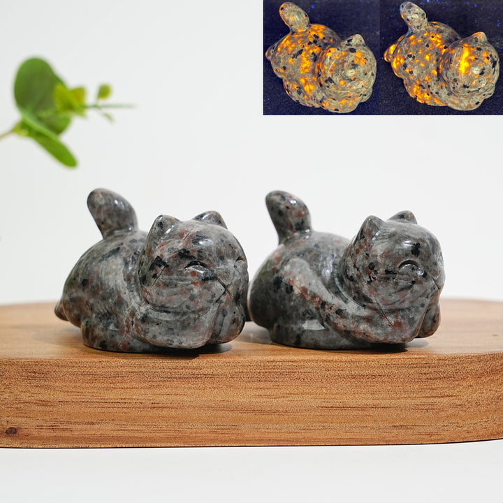Natural Crystal Carving Chubby Coin Cat