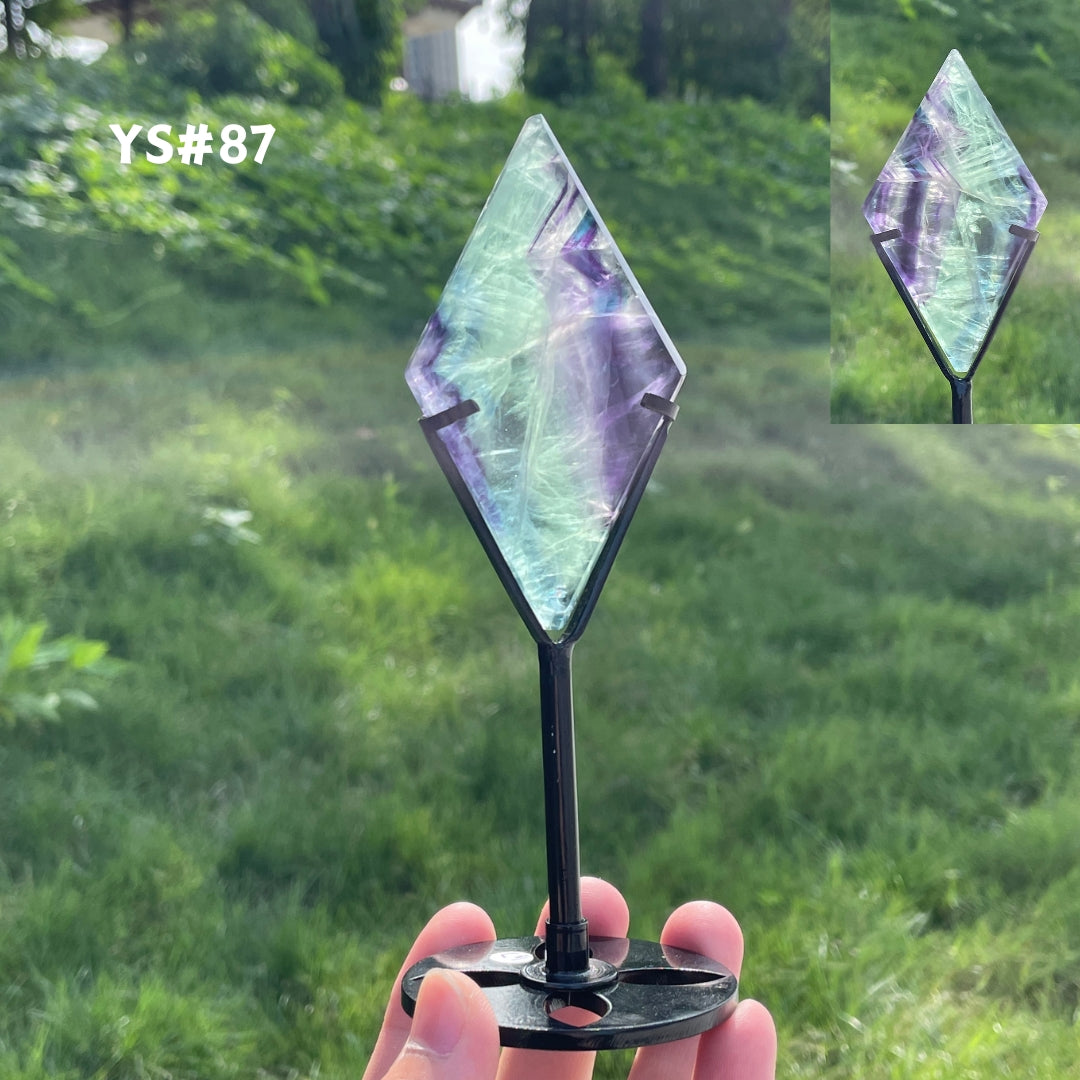Unique,Rainbow Fluorite Diamond Slice