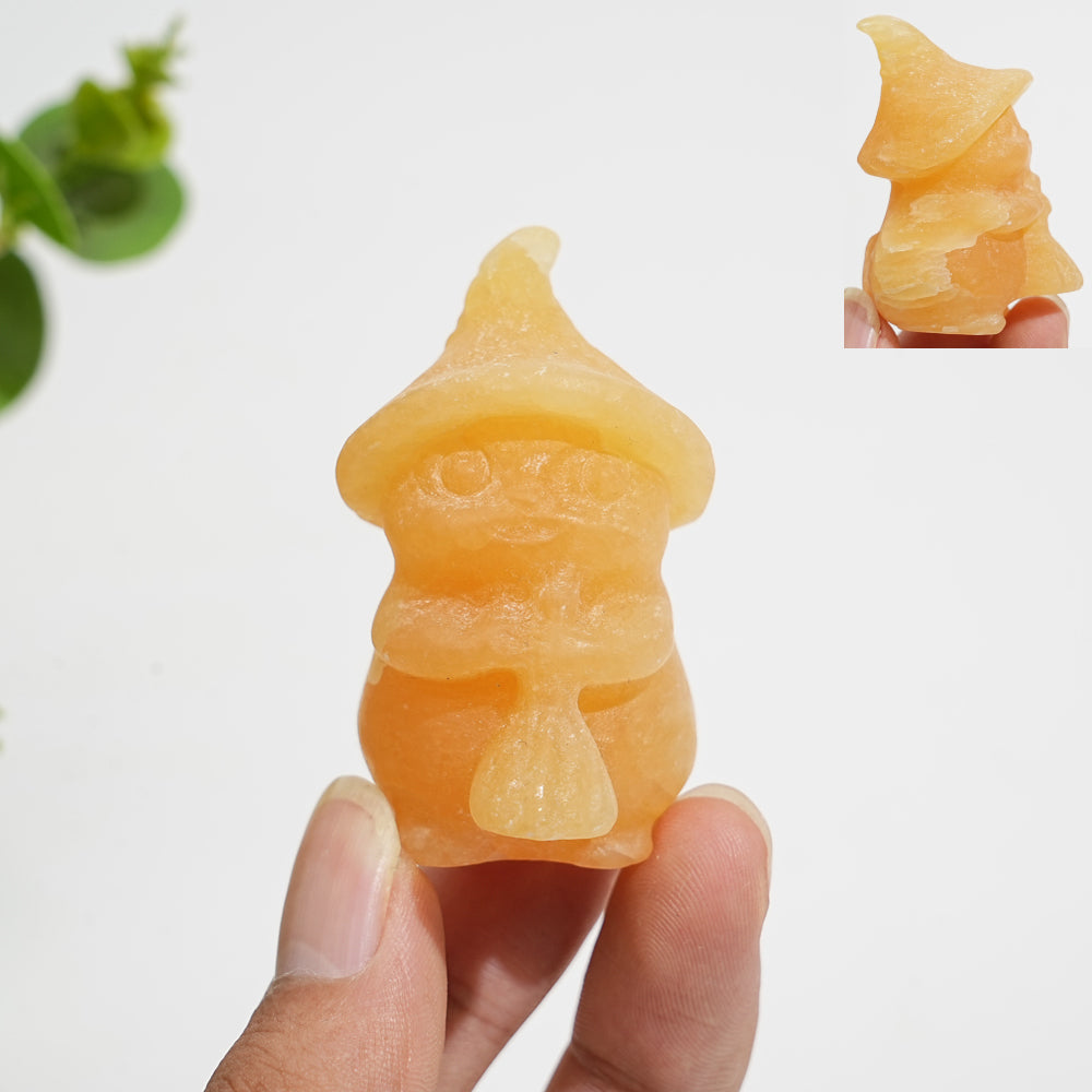 Natural Crystal Carving Witch Cat With Broom